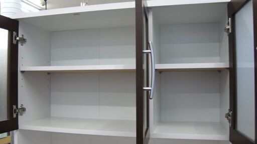幅90㎝ レンジボード 高さ180cm キッチンボード 食器棚  PST-1890 ダークブラウン 上下分割 札幌 北20条店