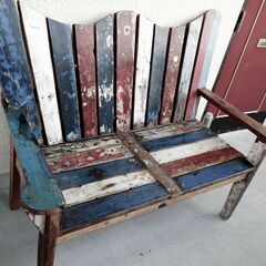 2人掛け木製ベンチ/インテリア