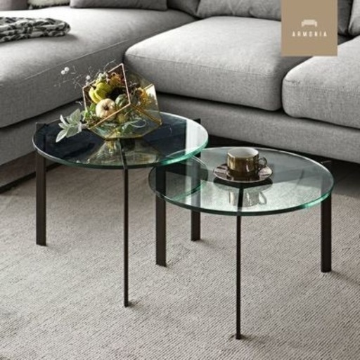 【アルモニア】円型 ガラステーブル センターテーブル セパレート サイドテーブル 分割 北欧 モダン PARM
