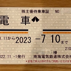  南海電気鉄道株式会社・株主優待乗車券