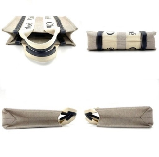 Chloe クロエ ハンドバッグ WOODY ウッディ スモールトートバッグ キャンバス レザー かばん 鞄 CHC21US385E6