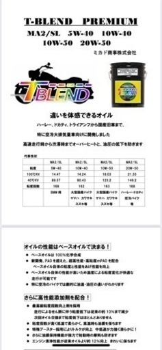 ハーレー 用　プレミアムオイル　20w50  (3L)