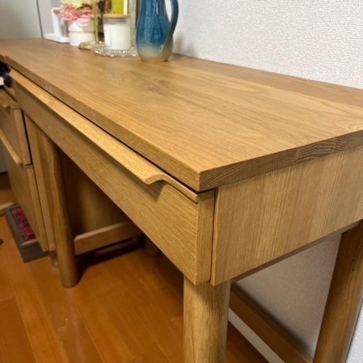 オーク無垢材　パソコンデスク　作業デスク