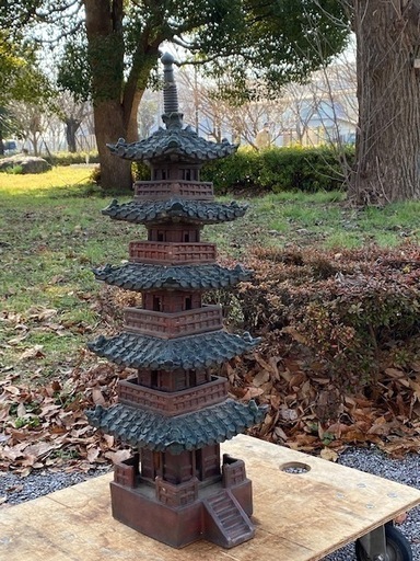 ◎お値下げしました‼️ 古い 五重塔 置物 信楽焼?  坪庭石仏庭園道祖神庭石坪庭鑑賞オブジェ茶人古田織部古民具盆栽蹲庭つくばい蹲