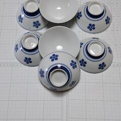 青色と絵柄　飯碗10個の画像