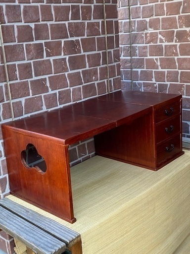 文机 折り畳み式 抽斗引き出し小物入れ昭和和家具古民具座机座敷机インテリアローテーブル