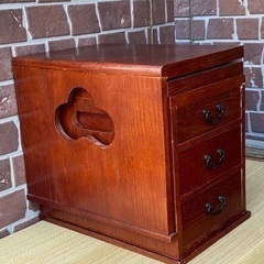 文机 折り畳み式 抽斗引き出し小物入れ昭和和家具古民具座机座敷机インテリアローテーブル の画像