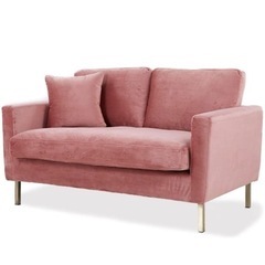 超美品 ピンク ソファ LOWYA ベロア調