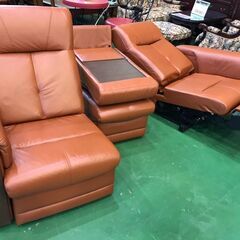 愛品館八千代店】島忠ホームズ 3人掛 本革電動リクライニングソファ