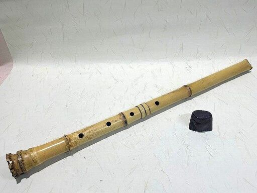 【苫小牧バナナ】琴古流 尺八 翠勝銘 二尺二寸管 約67cm 和楽器 中継銀三線 籐巻 本体のみ 現状渡し ⑥♪