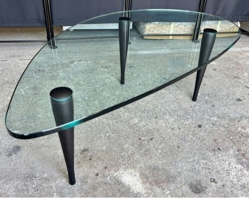 お引取り限定 美品 porada ポラダ HAGO リビングテーブル ガラス天板 高さ350mm