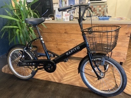 【前輪タイヤ新品！】カゴ付き20インチミニベロ　ブラック