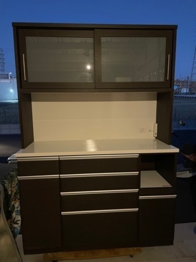 ファニチャードーム　140cm幅　上下分割　キッチンボード　茶