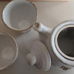 未使用保管品　粉引庵 茶器セット急須1点/湯呑2点          の画像