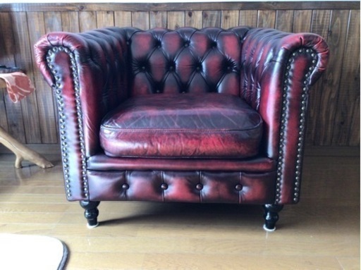 チェスターフィールドソファ(一人掛け)(レザー本革)