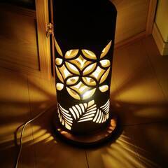 竹灯り・竹あかり・竹灯籠 ◆両面彫り～～ 癒しの灯り★蓮竹★～～の画像