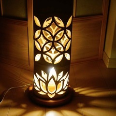 竹灯り・竹あかり・竹灯籠 ◆両面彫り～～ 癒しの灯り★蓮竹★～～の画像