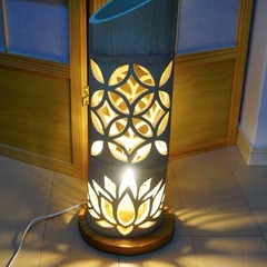 竹灯り・竹あかり・竹灯籠 ◆両面彫り～～ 癒しの灯り★蓮竹★～～の画像