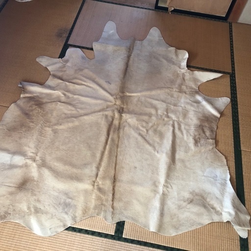 【天然皮革】牛毛皮のラグ