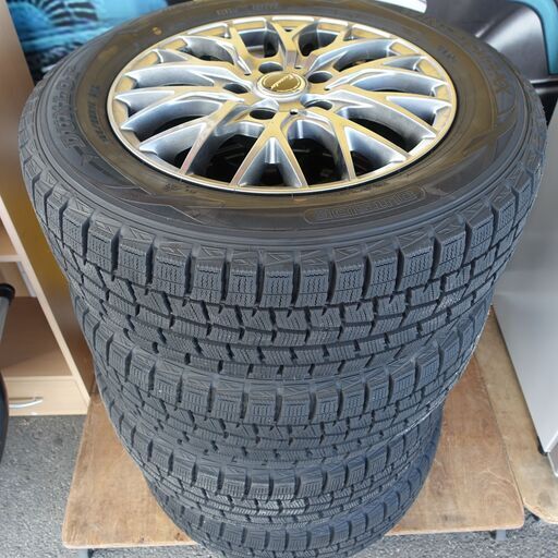 ダンロップ スタッドレスタイヤ 2019年製 WM01 195/65R15 アルミホイール付き 4本セット 5H 6.0J 114.3