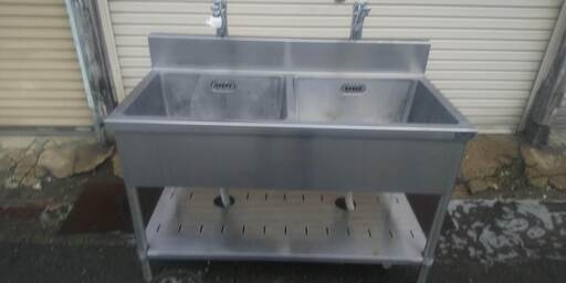 「お取引中」二槽シンク　混合栓付き　中古品