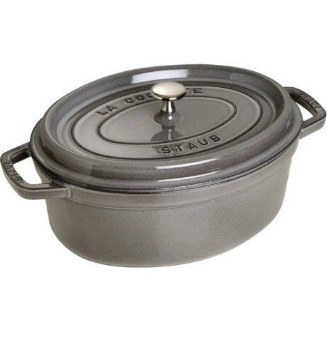 【新品未使用】5/8受渡し〆_正規品_28,000円相当_ストウブ ココット オーバル 23cm グレー　元箱付き