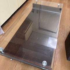 ガラス&木製　ローテーブル