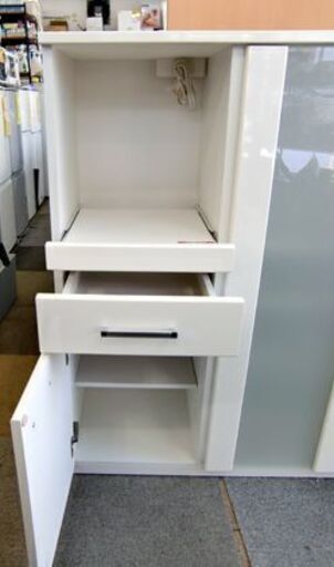 ☆家電ボード キッチンボード 幅1195mm 奥行400mm 高さ1150mm 食器棚 レンジボード キッチン収納 白 エナメル ミドルサイズ キッチンカウンター 札幌 北20条店
