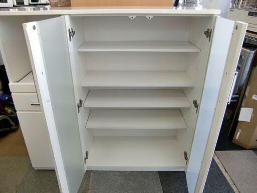 ☆家電ボード キッチンボード 幅1195mm 奥行400mm 高さ1150mm 食器棚 レンジボード キッチン収納 白 エナメル ミドルサイズ キッチンカウンター 札幌 北20条店