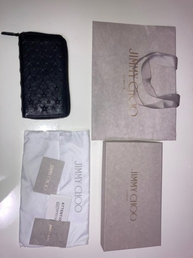 ジミーチュウ 財布 レザー ラウンドファスナー 長財布 ブラック