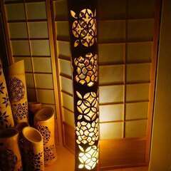 竹灯り・竹あかり・竹灯籠　◆全面網目彫り◆～～ 癒しの灯り★煌輝竹★～～の画像