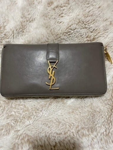 値下げ サンローラン 正規品 長財布 中古 グレー