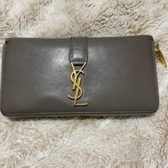 値下げ サンローラン 正規品 長財布 中古 グレー