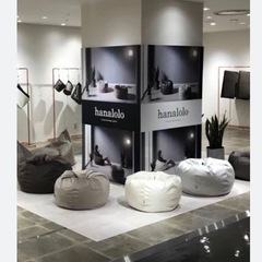 美品★ハナロロ　ビーズクッション　オニオン170リットルニットカバーセット　グレーの画像