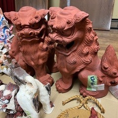 【在庫あり】※直接ご来店下さい。大きめシーサーオス&メスセット傷...