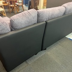 カウチソファー 皮×布 未使用