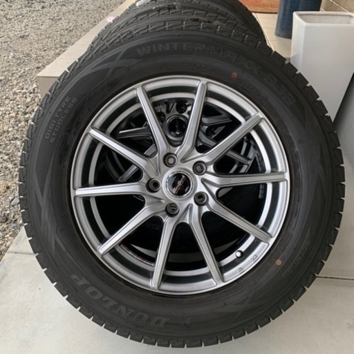 新品同様 スタッドレスタイヤ 4本 ホイールセット ダンロップ WINTER MAXX SJ8 225/65R17 102Q