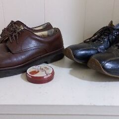 HAWKINSとVANSの茶色／ブラウンの革靴２足；27.5㎝相...