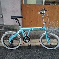 [レトロ](KAWAMURA)PANCHER 20吋折り畳み自転車 アルミ/外装6段/ライトブルー