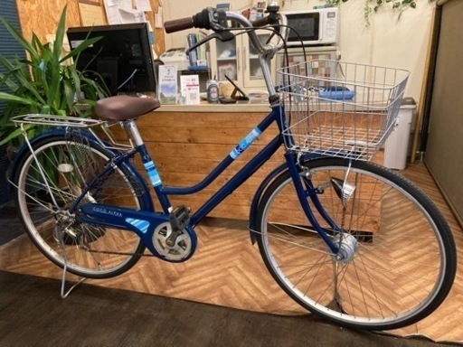 【後輪タイヤ新品！LEDオートライト】6段変速　26インチ自転車　ブルー