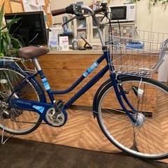 【後輪タイヤ新品！LEDオートライト】6段変速　26インチ自転車　ブルー