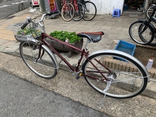 ??　クロスバイク　２７インチ　サイド　新品　6変速　赤