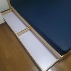 【中古美品】ダブルベッド（マットレス付き) の画像