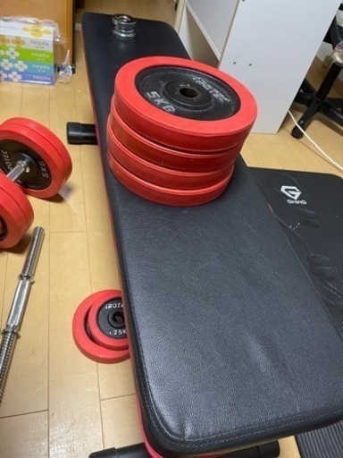 筋トレ　ダンベル、ベンチ台、EZバー