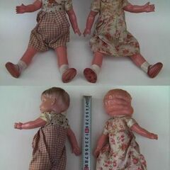 戦前1930年代セルロイド遺産「青い目の男の子＆女の子ペア人形」存在感のあるベストなサイズ戦前らしいリアルな顔立ちが魅力的ですの画像