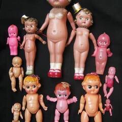 戦前1930年代セルロイド遺産「青い目の男の子＆女の子ペア人形」存在感のあるベストなサイズ戦前らしいリアルな顔立ちが魅力的ですの画像