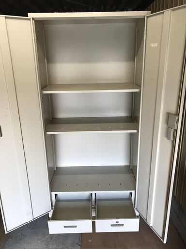 スチール製 キャビネット 3段 書庫 鍵無し 幅88cm×奥行52cm×高さ180cm