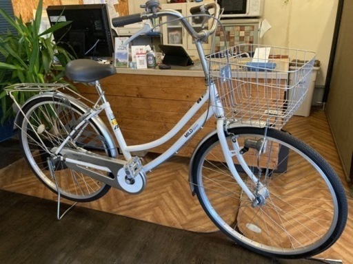 【LEDオートライト】26インチ自転車　白