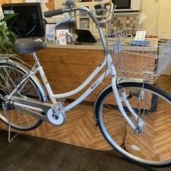 【LEDオートライト】26インチ自転車　白