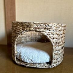猫用ベッド 天然草のナチュラルテイスト クッション付き
